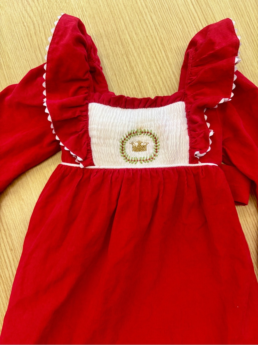 Stellybelly Red Corduroy Smocked Holiday Dress • Size 2T •
